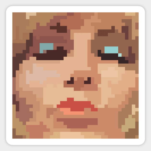 Blonde Girl Blows a Kiss (Pixel Art) Retro Women Merch Sticker by Dmitry_Buldakov